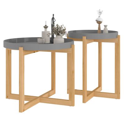 vidaXL Coffee Tables 2 pcs Grey Engineered Wood and Solid Wood Pine
