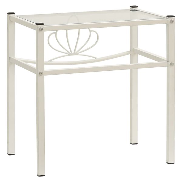vidaXL Bedside Cabinets 2 pcs White and Transparent Metal and Glass