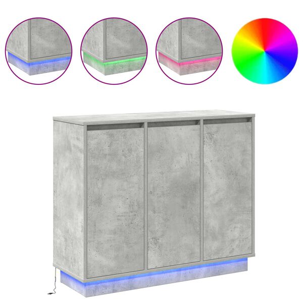 vidaXL LED Sideboard Concrete Grey 90 x 32 x 75 cm Engineered Wood