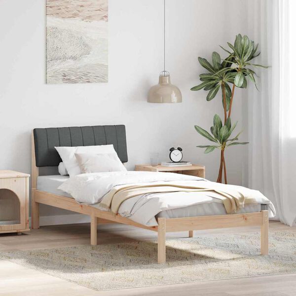 vidaXL Bed frame Brown and dark grey 80 x 200 cm Solid pine wood