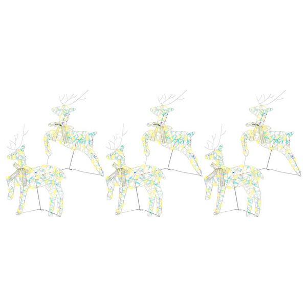 vidaXL LED Reindeers with 180 LEDs 6 pcs Multicoulur PET