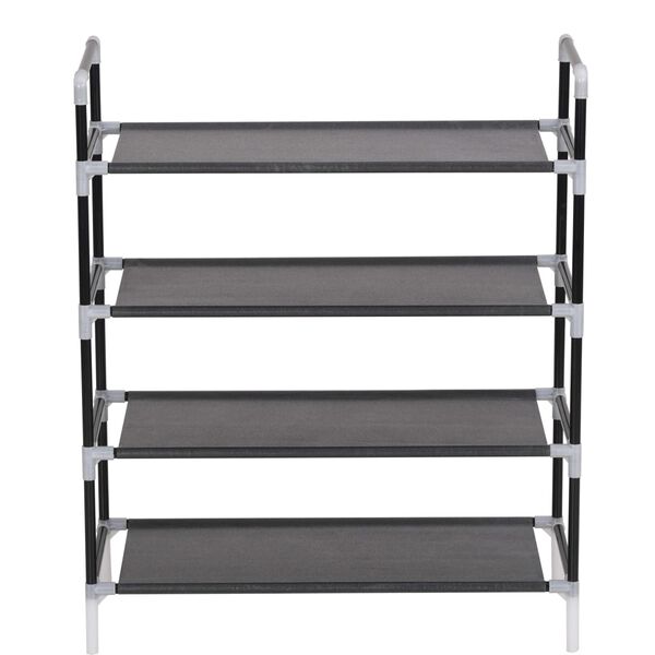 vidaXL Shoe Rack with 4 Shelves Metal and Non-woven Fabric Black
