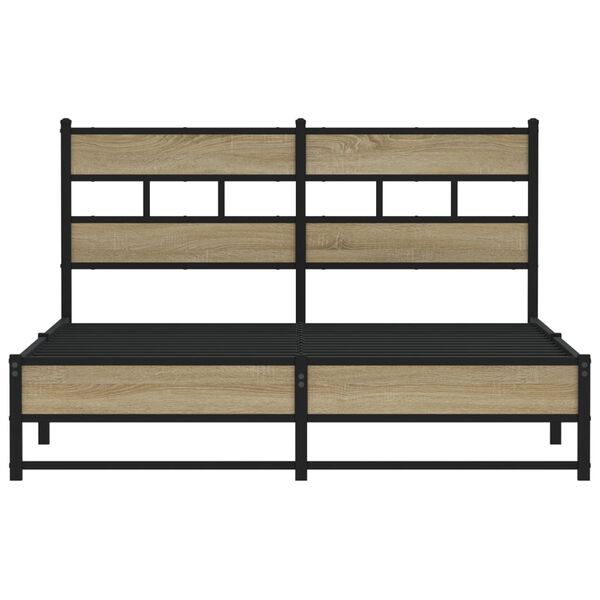 vidaXL Metal Bed Frame without Mattress Sonoma Oak 135x190 cm Double
