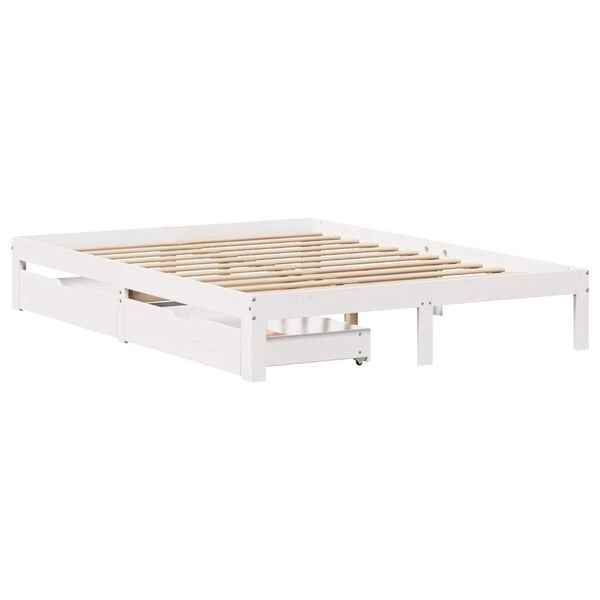 vidaXL Bed Frame with Drawers without Mattress White 140x190 cm