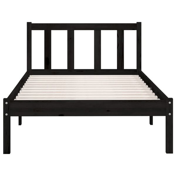 vidaXL Bed Frame without Mattress Black Solid Wood 90x200 cm