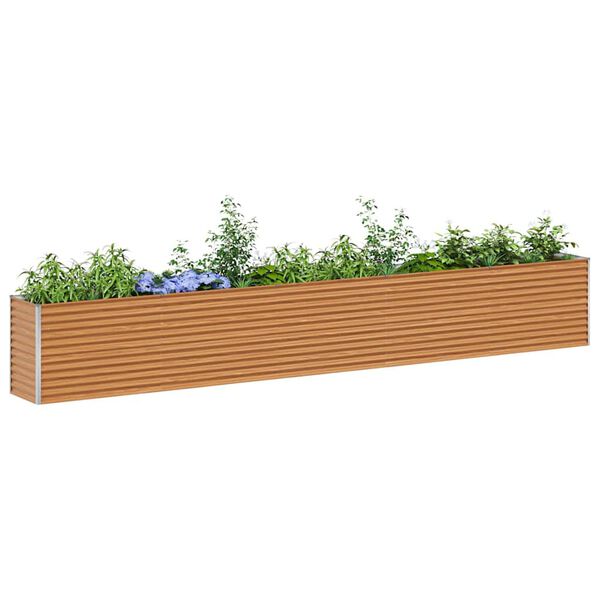 vidaXL Garden Raised Bed Light Brown 485 x 50 x 68 cm Galvanised Steel