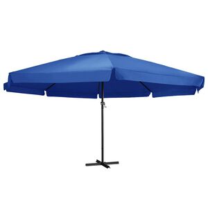 vidaXL Garden Parasol with Aluminium Pole 600 cm Azure Blue