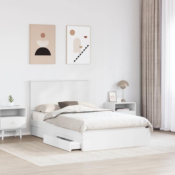 vidaXL Storage Bed with Headboard White 120 x 200 cm Engineered Wood