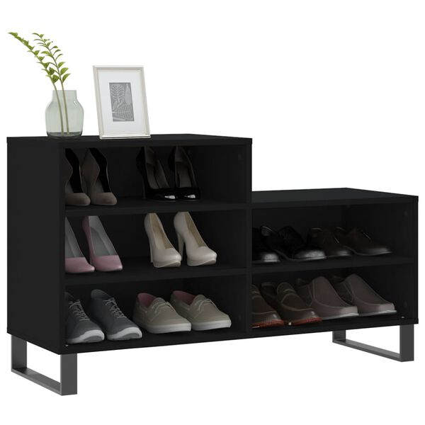 vidaXL Shoe Cabinet Black 102x36x60 cm Engineered Wood