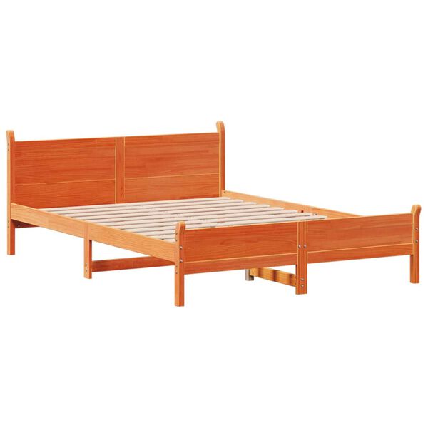 vidaXL Bed Frame without Mattress Wax Brown 120x190 cm Small Double Solid Wood Pine