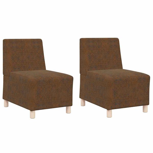 vidaXL Modular Sofa Unit Armless 2 pcs Brown 55 x 74 x 82 cm