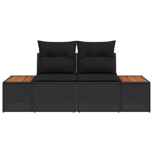 vidaXL Garden Sofa Black 184 x 62 x 85cm Poly Rattan
