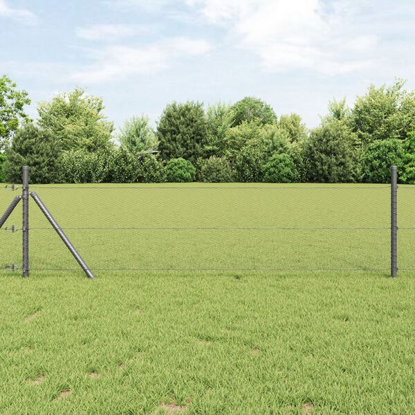 vidaXL Hexagon Fence Grey 0.6 x 25 m Steel
