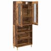 vidaXL Highboard Old Wood 69.5 x 34 x 180 cm Engineered Wood and Glass
