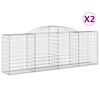 vidaXL Arched Gabion Baskets 2 pcs 300x50x100/120 cm Galvanised Iron