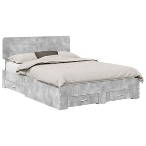 vidaXL Bed Frame Concrete Grey 140 x 200 cm Engineered Wood