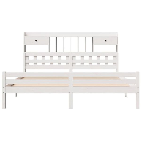 vidaXL Bookcase Bed without Mattress White 180x200 cm Super King Solid Wood Pine