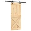 vidaXL Sliding Door Natural and Black 85 x 210 cm Solid Pine Wood