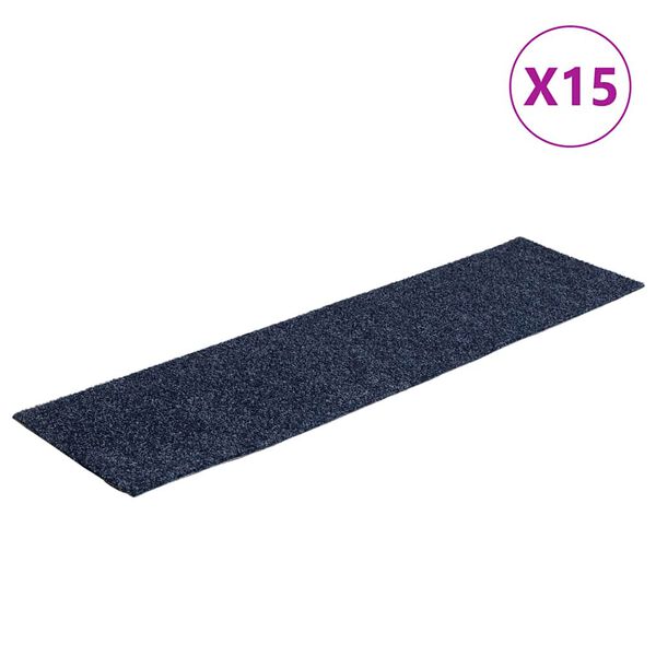 vidaXL Stair Mats Self-adhesive 15 pcs 76x20 cm Grey Blue Rectangular