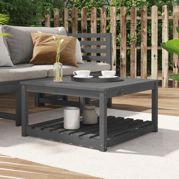 vidaXL Garden Table Grey 82.5x82.5x45 cm Solid Wood Pine