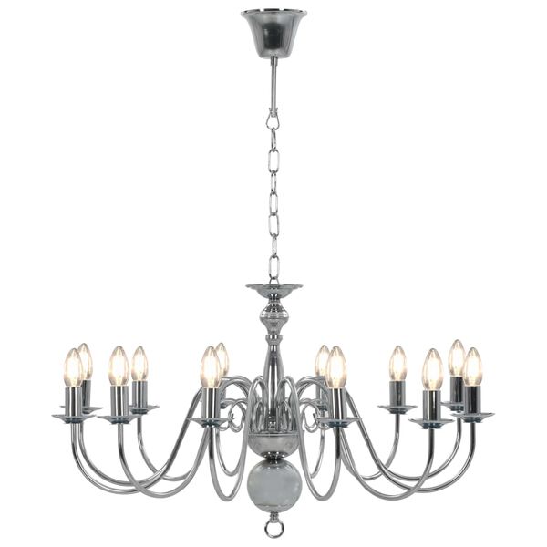 vidaXL Chandelier Silver 12 x E14 Bulbs