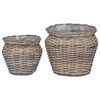 vidaXL Planter Basket with Storage 2 pcs Grey Lacak Rattan