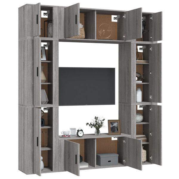 vidaXL 8 Piece TV Cabinet Set Grey Sonoma Engineered Wood