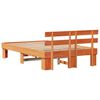 vidaXL Bed Frame with Headboard Wax Brown 135 x 190 cm Solid Pine Wood