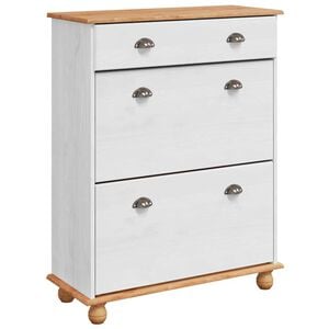 vidaXL Shoe Cabinet ASKIM White 85 x 35 x 108 cm Solid Pine Wood