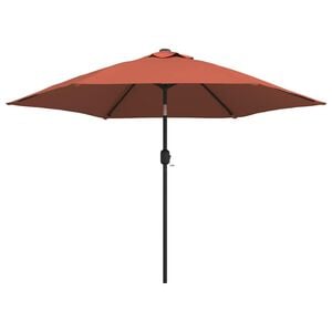 vidaXL Garden Parasol with LED Lights and Steel Pole 300 cm Terracotta