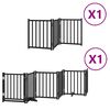 vidaXL Dog Gate with Door Foldable 9 Panels Black 450 cm Poplar Wood