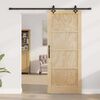 vidaXL Sliding Door Natural and Black 83 x 202 cm Solid Pine Wood