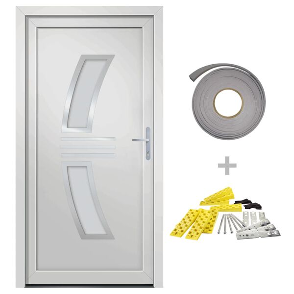 vidaXL Front Door White 108x208 cm PVC