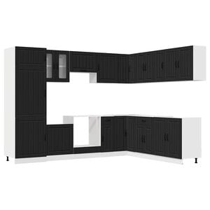 vidaXL 14 Piece Kitchen Cabinet Set Lucca Black Engineered Wood