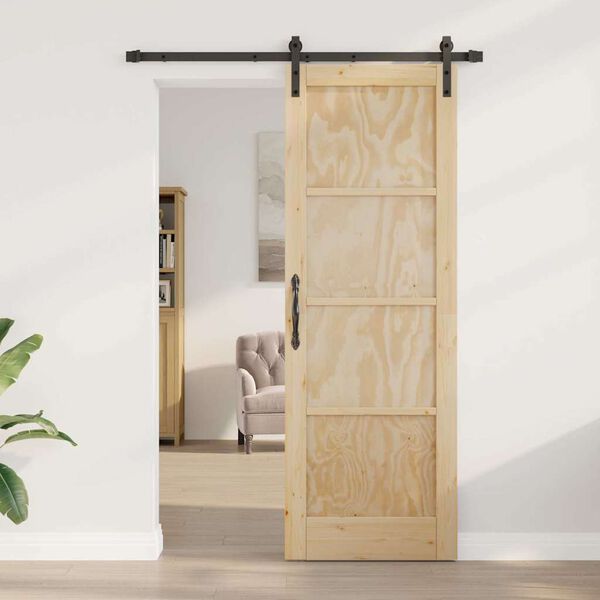 vidaXL Sliding Door Brown 73.5 x 211 cm Solid Pine Wood