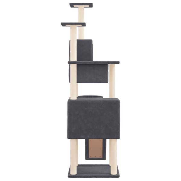 vidaXL Cat Tree with Sisal Scratching Posts Dark Grey 168 cm