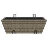 vidaXL Planters with hooks 2 pcs Grey Poly Rattan