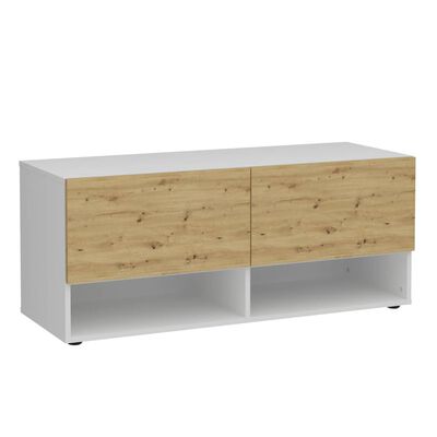 FMD Storage Bench with 2 Drawers 108.9x41.7x46.1 cm White and Artisan Oak
