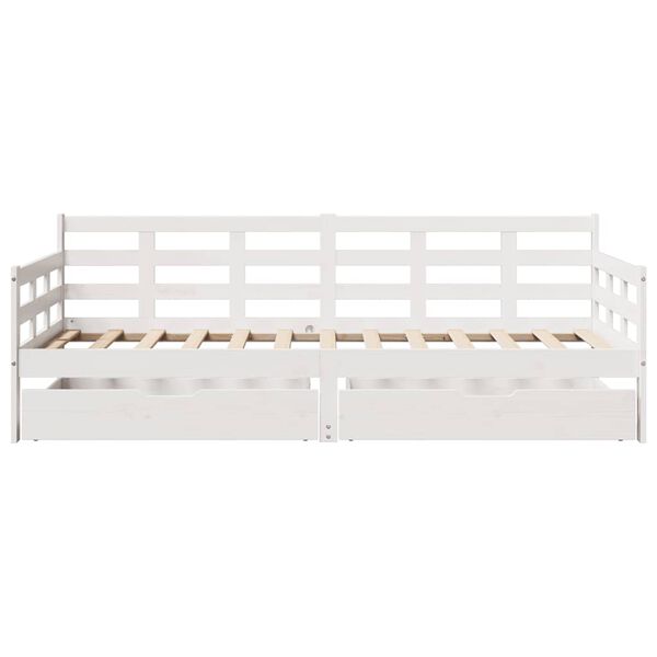 vidaXL Daybed with Drawers without Mattress White 90x190 cm Single Solid Wood