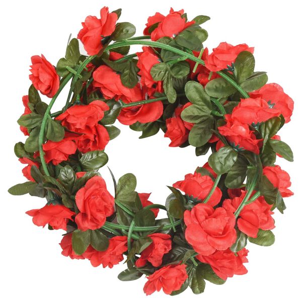 vidaXL Flower Garlands 6 pcs Red 240 cm