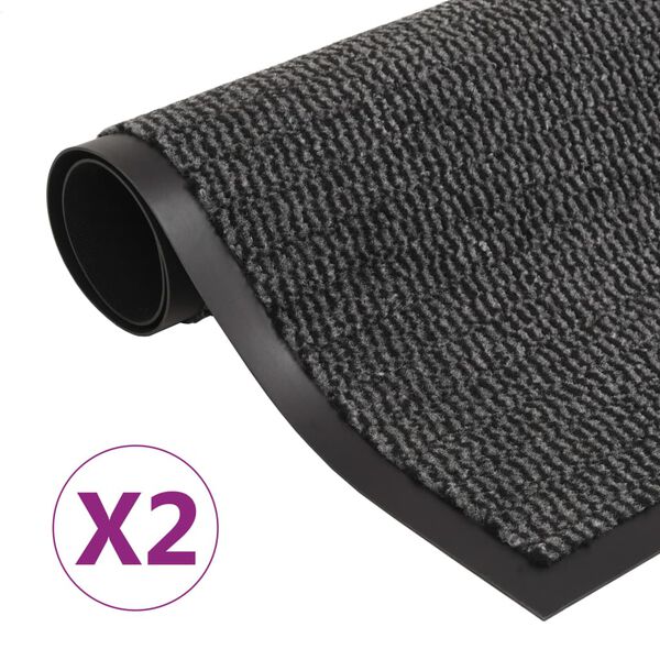 vidaXL Dust Control Mats 2 pcs Rectangular Tufted 60x90 cm Anthracite