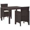 vidaXL Garden Dining Set 3 pcs Brown Polypropylene