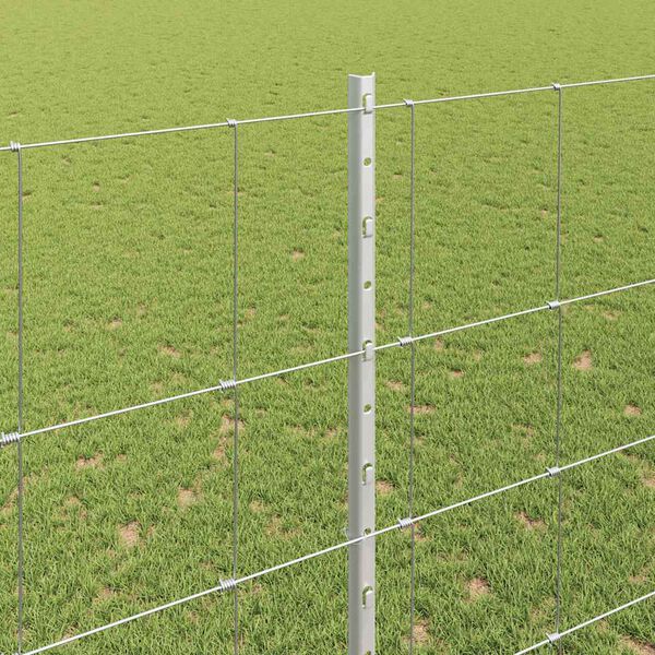 vidaXL Fence with Post Silver 1.5 x 25 m Steel