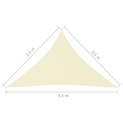 vidaXL Sunshade Sail Oxford Fabric Triangular 2.5x2.5x3.5 m Cream
