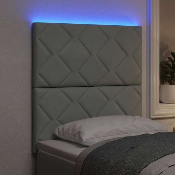 vidaXL LED Headboard with LED Strip Lights Light grey 80 cm Velvet