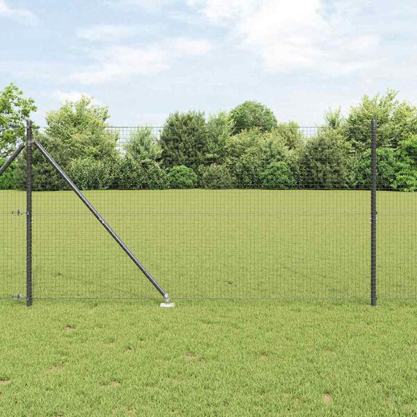 vidaXL Fence Post Grey 10 x 1.2 m (25 x 25 mm mesh) Steel and PVC