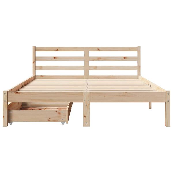 vidaXL Bed Frame without Mattress 150x200 cm King Size Solid Wood Pine