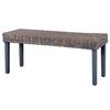 vidaXL Bench 110 cm Grey Natural Kubu Rattan and Solid Mahogany Wood