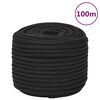 vidaXL Boat Rope Full Black 12 mm 100 m Polypropylene
