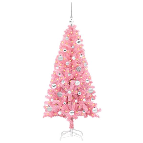 vidaXL Christmas Tree with 150 LEDs with Stand Pink 150 cm PVC